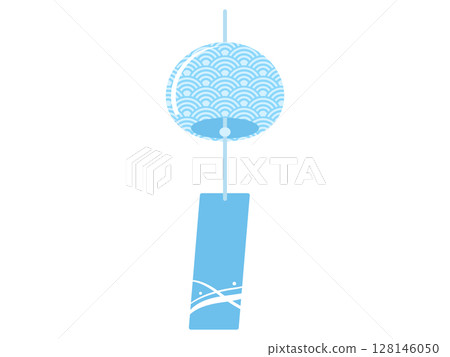 Wind chime illustration with a Seigaiha pattern 128146050