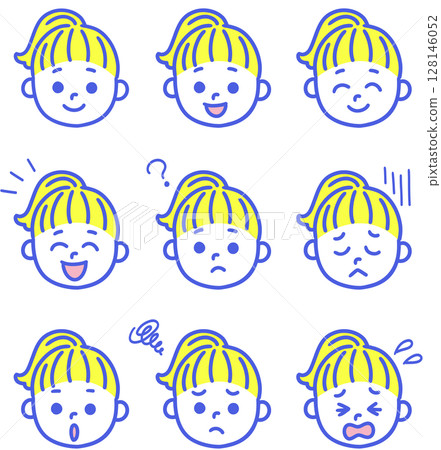 Set of various facial expressions for girls 128146052