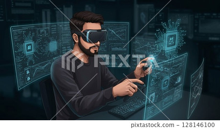 Man operating in VR 128146100