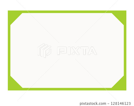 Yellow-green frame material, simple border with diagonal cut corners on a white background Yellow-green frame material, simple border with diagonal cut corners on a white background 128146123