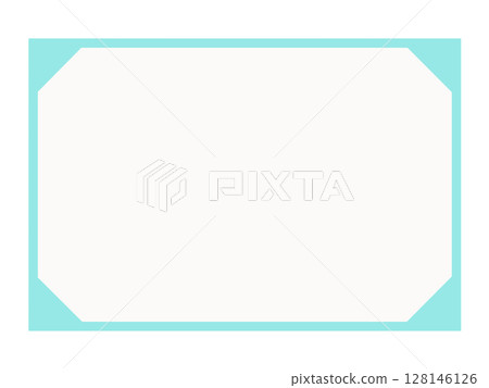 Light blue frame material, simple border with diagonal cut corners on a white background 128146126
