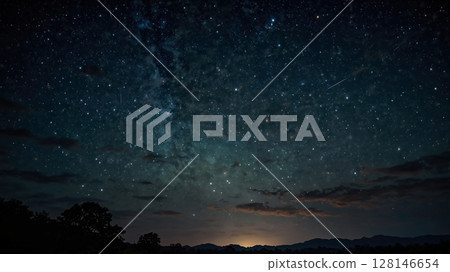山脈之上的星空與夜景 128146654