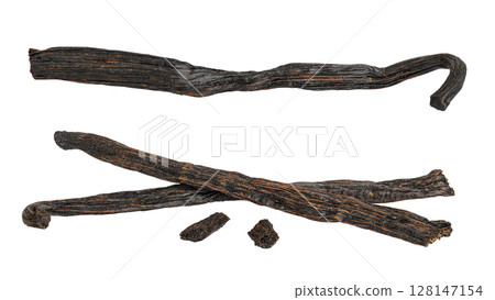 Dried vanilla stick isolated on white background 128147154