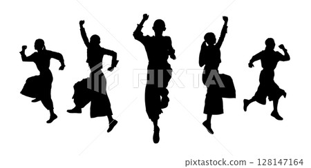 Running and jumping women silhouette set Running and jumping women silhouette set 128147164