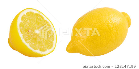Ripe lemon half isolated on white background with full depth of field. Ripe lemon half isolated on white background with full depth of field. 128147199