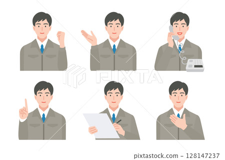 Illustration set of businessmen wearing work clothes 128147237