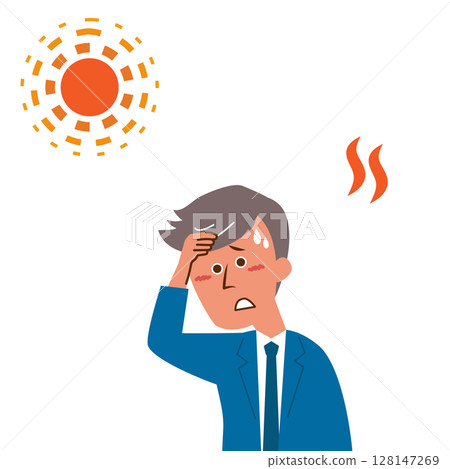 Heat stroke outdoor man in suit illustration material 128147269