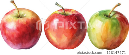 Three Watercolor Apples 128147271