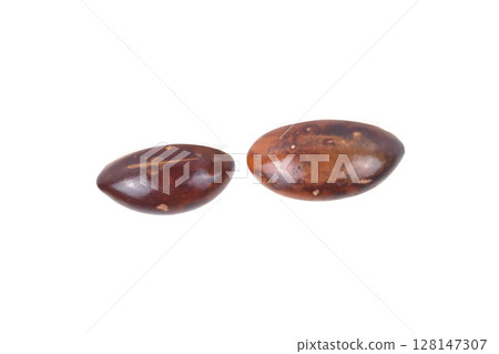 seed egg fruit, canistel, yellow sapote (pouteria campechiana (kunth) baehni) on white background 128147307