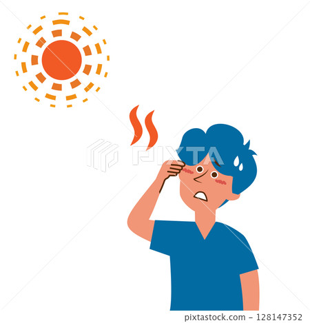 Illustration material of a young man suffering from heatstroke outdoors Illustration material of a young man suffering from heatstroke outdoors 128147352