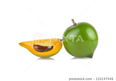 Egg fruit, Canistel, Yellow Sapote (Pouteria campechiana (Kunth) Baehni) isolated on white background Egg fruit, Canistel, Yellow Sapote (Pouteria campechiana (Kunth) Baehni) isolated on white background 128147448