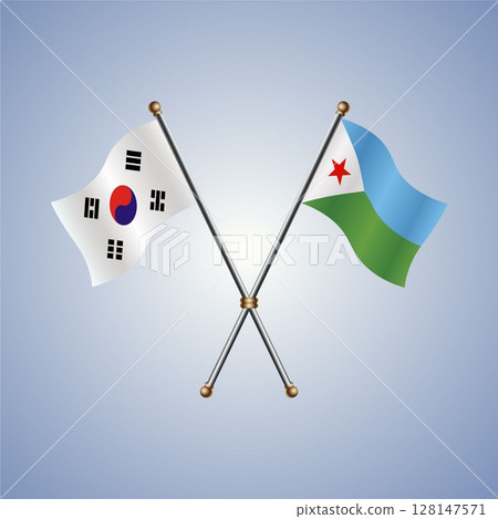 South Korea and Djibouti flag. Vector Illustration 128147571
