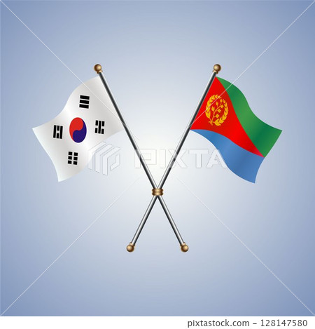 South Korea and Eritrea flag. Vector Illustration 128147580