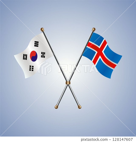 South Korea and Iceland flag. Vector Illustration 128147607