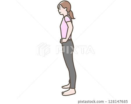 一名側身站立的婦女的插圖 一名側身站立的婦女的插圖 128147685