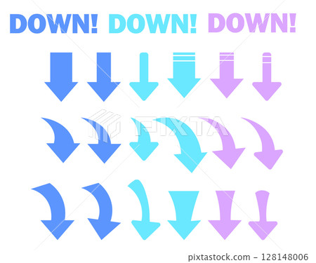 Simple arrow icon set_downward_DOWN 128148006