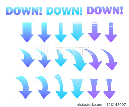 Simple arrow icon set_downward_DOWN 128148007