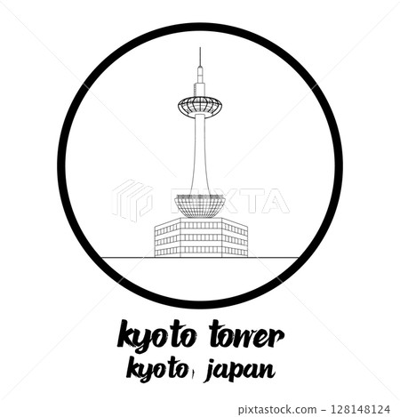 Circle Icon Kyoto Tower. Vector illustration 128148124