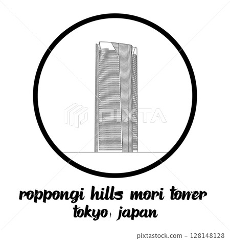 Circle Icon Roppongi Hills Mori Tower. Vector illustration 128148128