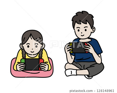 Illustration of children playing games 128148961