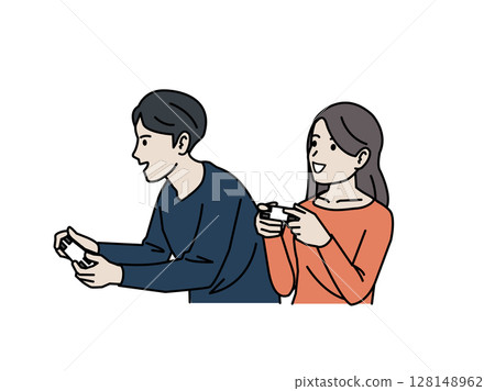 一對情侶玩遊戲的插圖 一對情侶玩遊戲的插圖 128148962