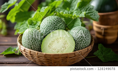 Fresh cucamelons in a woven basket for healthy eating and garden inspiration Fresh cucamelons in a woven basket for healthy eating and garden inspiration 128149078