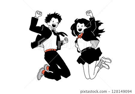 Smiling bouncing students vector illustration 128149094