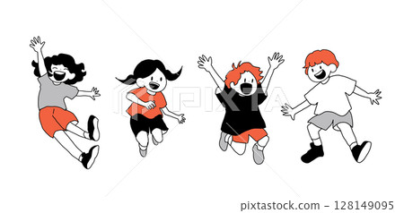 Children jumping energetically, vector illustration 128149095