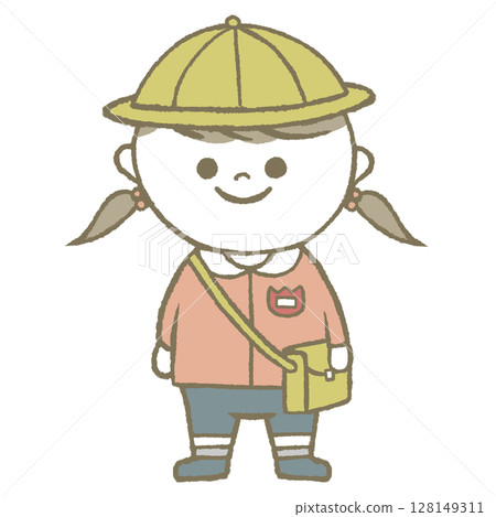 Kindergarten girl in pink 128149311