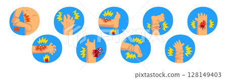 Human Body Physical Injury and Wound Vector Set 128149403
