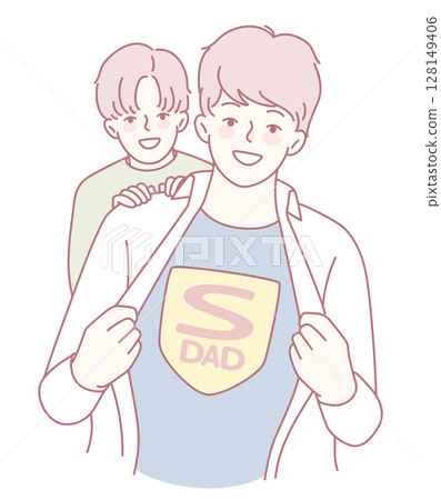 Super Dad Illustration featuring a wonderful time with a Child showcasing emotions and joy 128149406