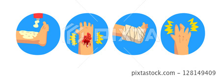 Human Body Physical Injury and Wound Vector Set 128149409