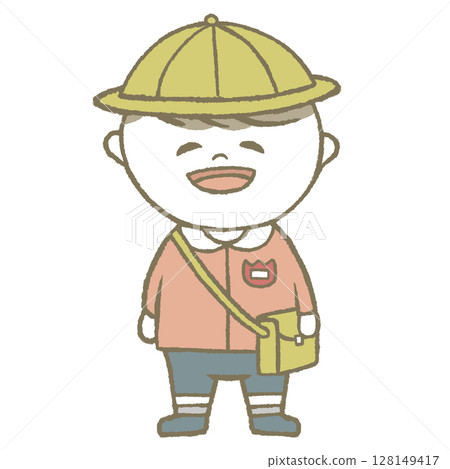 穿粉紅色衣服的幼稚園女孩 128149417