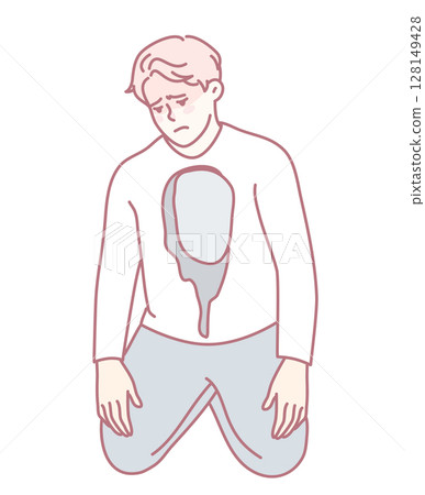 An Emotionally Vulnerable Figure Illustrating Deep and Complex Inner Struggles Faced Daily 128149428