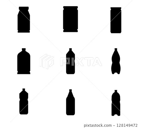 各種飲料剪影圖示設定向量 128149472