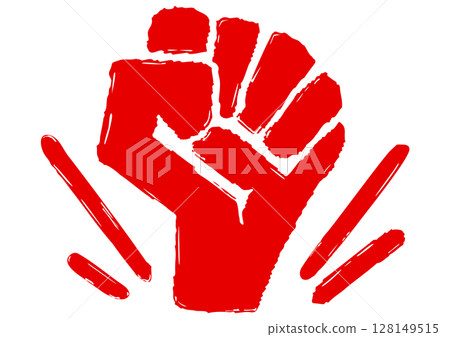Fist icon. Powerfully raise your hand. 128149515