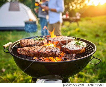 Camping BBQ Grill Steak 128149580