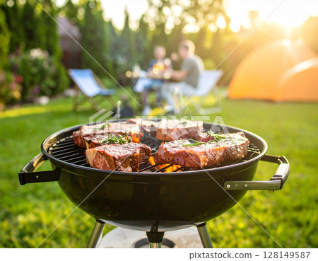 Camping BBQ Grill Steak 128149587