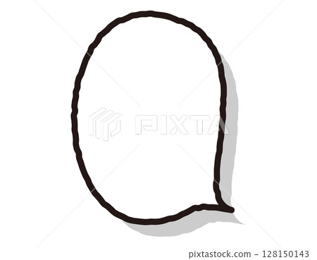 A cute and relaxed speech bubble with hand-drawn line shadows, vertical oval, 18 128150143