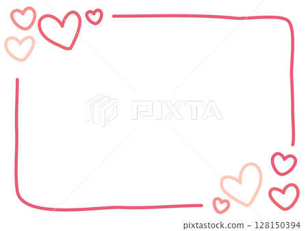 Pink hand drawn heart frame Pink hand drawn heart frame 128150394