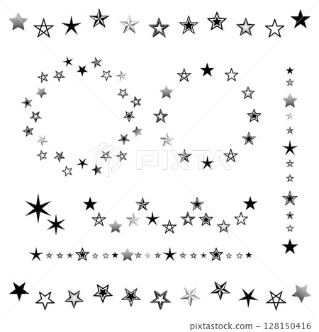 Set of star frames, wreaths and line decorations Vector illustration 128150416