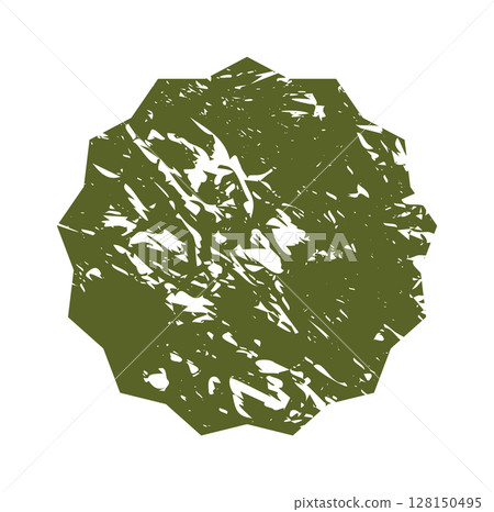 Set of green eco stickers with grunge texture in various shapes. Organic, natural labels ideal for eco products, promotions, and sustainable branding. 128150495