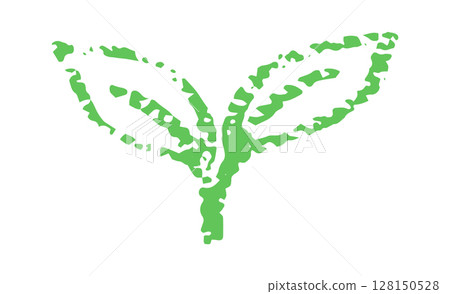 Hand-drawn green leaf sketch with crayons, eco-friendly nature illustration for sustainability, organic products, and design. Vector illustration 128150528