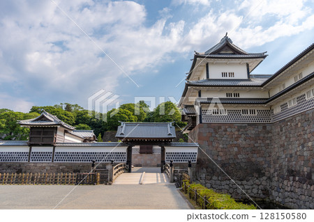 Kanazawa Castle and Moat in Japan on Summer Day Kanazawa Castle and Moat in Japan on Summer Day 128150580
