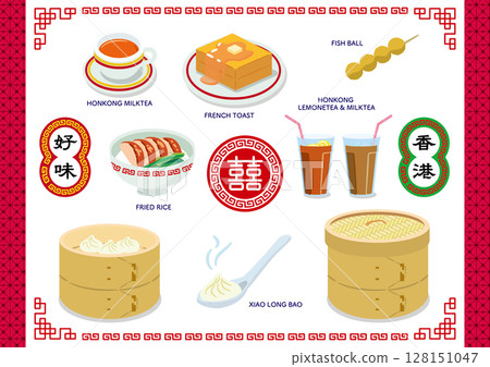 無線條的香港美食插畫集 128151047