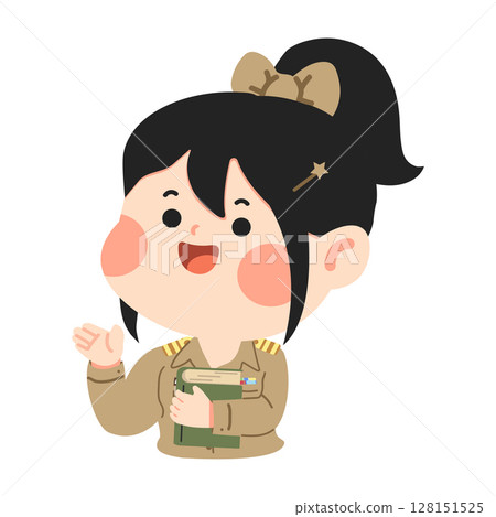 Cartoon Illustration of Thai Teacher With Books Cartoon Illustration of Thai Teacher With Books 128151525
