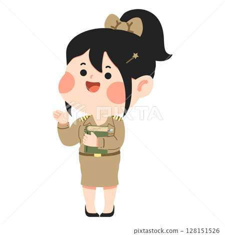 Cartoon Illustration of Thai Teacher in Uniform Cartoon Illustration of Thai Teacher in Uniform 128151526