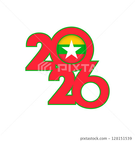 2026 banner with Myanmar flag inside. 2026 banner with Myanmar flag inside. 128151539