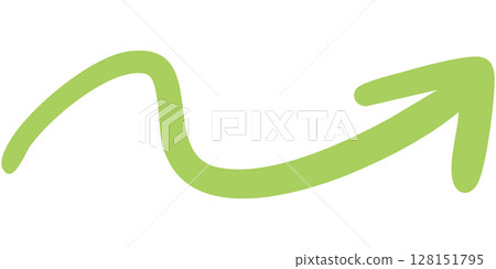 單線手繪箭頭 4（綠色）的插圖 128151795