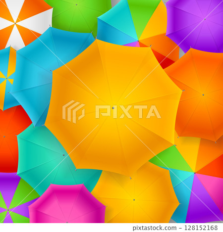 Realistic Detailed 3d Different Umbrellas Autumn Background. Vector 128152168